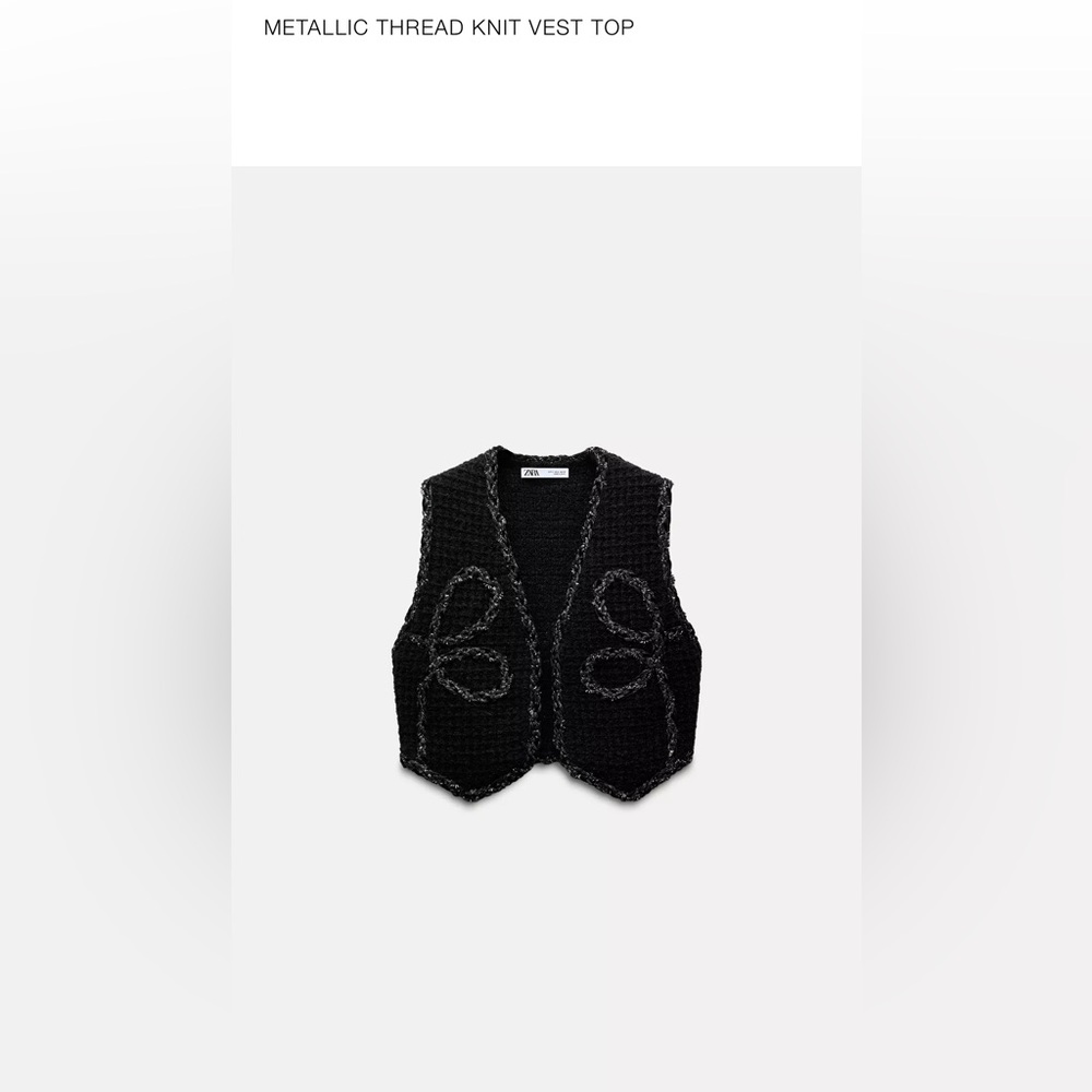 Zara Black Knit Vest with Embroidery - Picture 6 of 6